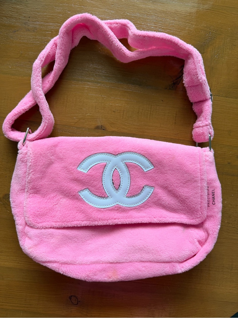 Chanel Precision Beauty Fluffy Pink Terry Cloth Crossbody Satchel